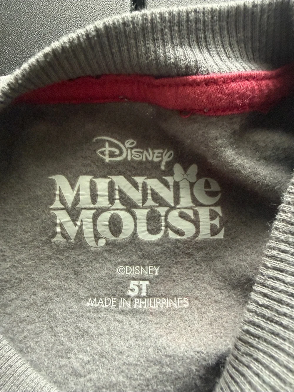 Disney Minnie Mouse Gray with Red Trim Kids Pullover